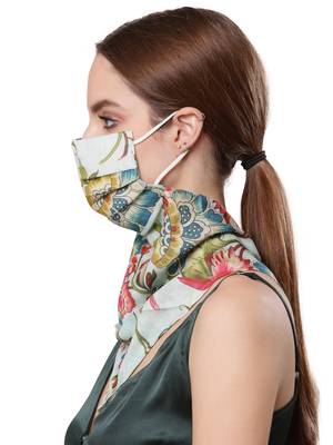 Anekaant   Ply Blue & Multi Modal Silk Floral Printed Fabric Fashion Mask 3