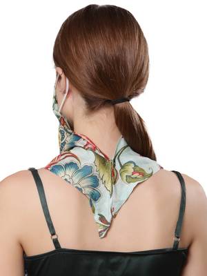 Anekaant   Ply Blue & Multi Modal Silk Floral Printed Fabric Fashion Mask 4