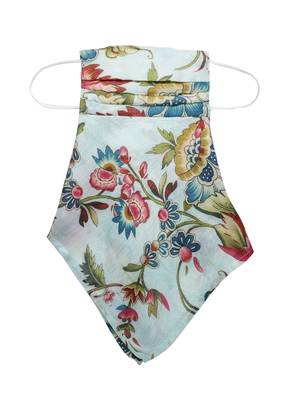 Anekaant   Ply Blue & Multi Modal Silk Floral Printed Fabric Fashion Mask 5