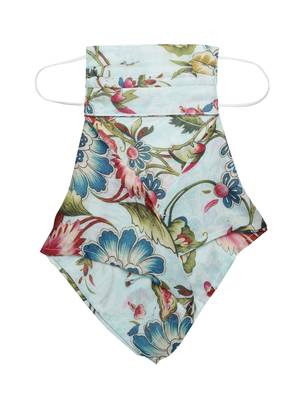 Anekaant   Ply Blue & Multi Modal Silk Floral Printed Fabric Fashion Mask 6