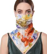 Anekaant   Ply Orange & Multi Modal Silk Floral Printed Fabric Fashion Mask