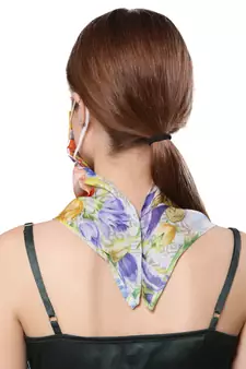  Ply Orange & Multi Modal Silk Floral Printed Fabric Fashion Mask