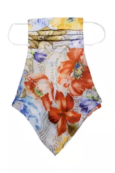  Ply Orange & Multi Modal Silk Floral Printed Fabric Fashion Mask
