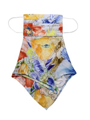  Ply Orange & Multi Modal Silk Floral Printed Fabric Fashion Mask 6