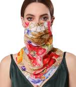 Anekaant   Ply Peach & Multi Modal Silk Floral Printed Fabric Fashion Mask