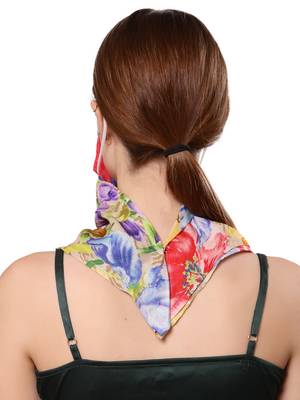 Anekaant   Ply Peach & Multi Modal Silk Floral Printed Fabric Fashion Mask 4
