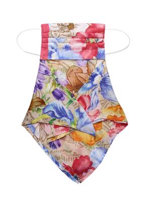 Anekaant   Ply Peach & Multi Modal Silk Floral Printed Fabric Fashion Mask 6