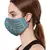 Anekaant   Ply Turquoise Blue & Gold Faux Silk Floral Textured Embellished Fabric Fashion Mask
