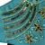 Anekaant   Ply Turquoise Blue & Gold Faux Silk Floral Textured Embellished Fabric Fashion Mask