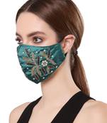 Anekaant   Ply Green & Gold Faux Silk Botanical Embellished Fabric Fashion Mask
