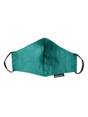 Anekaant   Ply Green & Gold Faux Silk Botanical Embellished Fabric Fashion Mask 5