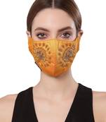 Anekaant   Ply Mustard & Antique Gold Faux Silk Floral Textured Embellished Fabric Fashion Mask