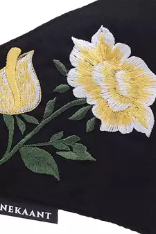  Ply Black & Yellow Cotton Floral Embroidered Fabric Fashion Mask