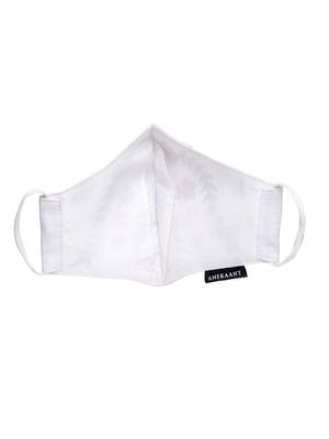   Ply White & Pink Cotton Foliage Embroidered Fabric Fashion Mask 5