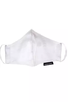   Ply White & Pink Cotton Foliage Embroidered Fabric Fashion Mask