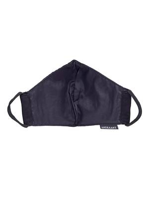   Ply Black & Silver Cotton Foliage Embroidered Fabric Fashion Mask 5