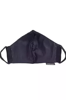   Ply Black & Silver Cotton Foliage Embroidered Fabric Fashion Mask