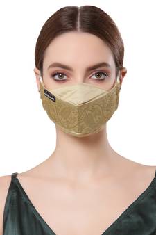   Ply Gold Faux Silk Foliage Embellished Fabric Fashion Mask