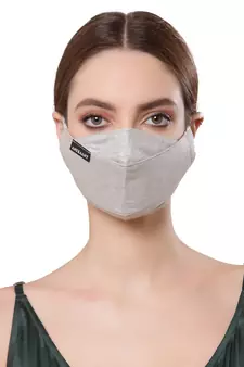 Anekaant   Ply Silver Faux Silk Foliage Embellished Fabric Fashion Mask