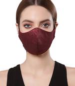 Anekaant   Ply Maroon Faux Silk Solid Shimmer Fabric Fashion Mask