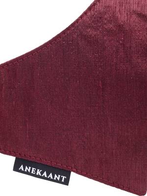 Anekaant   Ply Maroon Faux Silk Solid Shimmer Fabric Fashion Mask 6