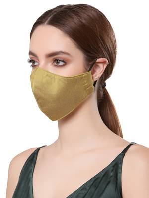   Ply Mehandi Green Faux Silk Solid Shimmer Fabric Fashion Mask 2