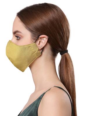   Ply Mehandi Green Faux Silk Solid Shimmer Fabric Fashion Mask 3