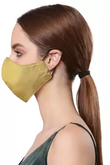   Ply Mehandi Green Faux Silk Solid Shimmer Fabric Fashion Mask