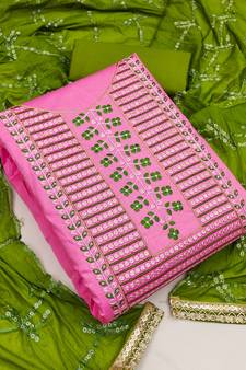 Pink sequins cotton salwar