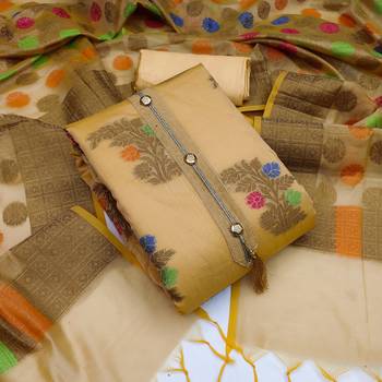Beige woven jacquard salwar 1