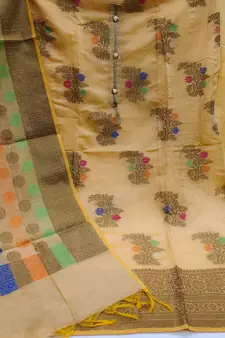 Beige woven jacquard salwar