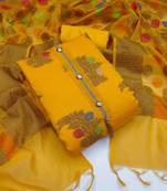 Yellow woven jacquard salwar