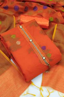 Peach woven jacquard salwar