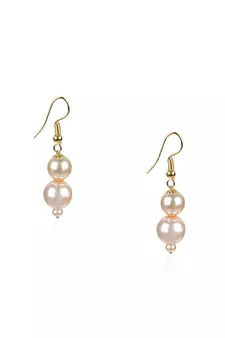 Classic Gold Plated Layered Chain With Pearls Necklace Set With Matching Earrings For Women & Girls