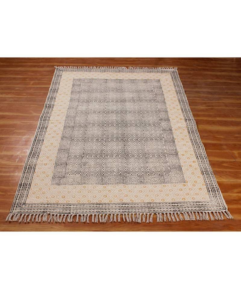 6x9-Feet Hand Block Printed Rug  Cotton Dhurrie Area Rugs  Carpet Flatwoven Throw Rug