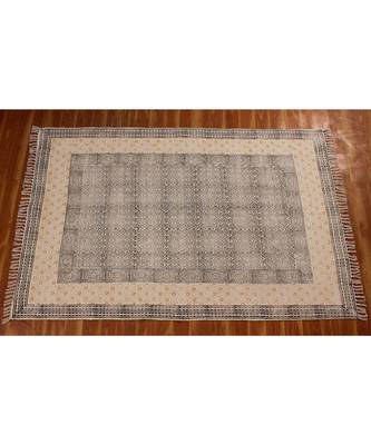 7x7-Feet-Square Hand Block Printed Rug  Cotton Dhurrie Area Rugs  Carpet Flatwoven Throw Rug 4