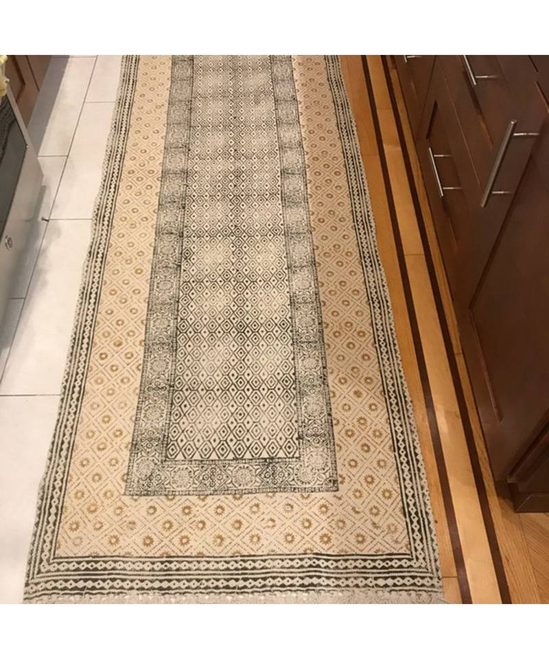10x10-Feet-square Hand Block Printed Rug  Cotton Dhurrie Area Rugs  Carpet Flatwoven Throw Rug