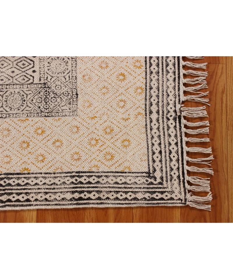 6x12-Runner-Feet Hand Block Printed Rug  Cotton Dhurrie Area Rugs  Carpet Flatwoven Throw Rug