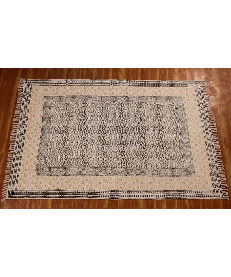 6x12-Runner-Feet Hand Block Printed Rug  Cotton Dhurrie Area Rugs  Carpet Flatwoven Throw Rug