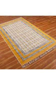 7x10Feet Indian  Block Printed Cotton Dhurrie Bohomian s Area Rugs Flatwoven  Corridor Decor Carpet Throw Rug 