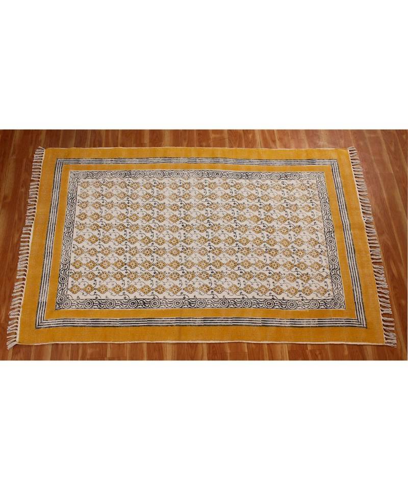 9x15Feet Indian  Block Printed Cotton Dhurrie Bohomian s Area Rugs Flatwoven  Corridor Decor Carpet Throw Rug 