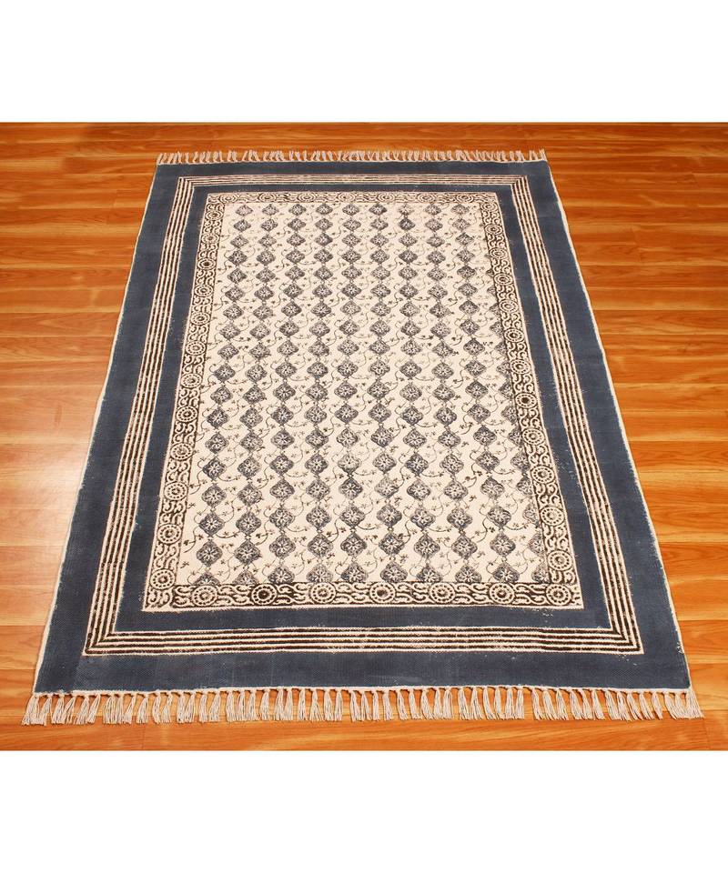 11x11FeetSquare  Cotton  Hand Block Printed Carpet Boho s Area Rugs  Stair Art Decor Throw Rug  