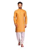 Yellow brasso brocade kurta-pajama
