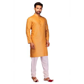 Yellow brasso brocade kurta-pajama 3