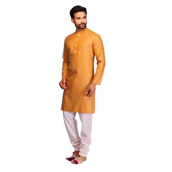 Yellow brasso brocade kurta-pajama 4