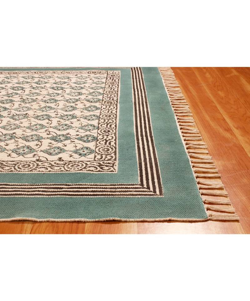6x6FeetSquare Indian Hand Block Printed Cotton   Area Rugs  Stair Art Decor Carpet  Bohomian 