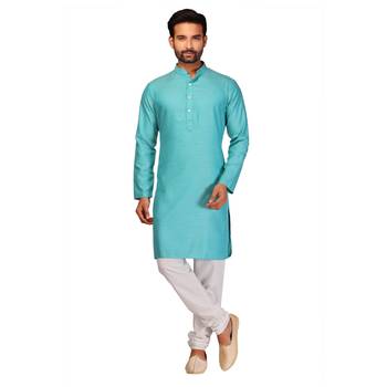 Green brasso brocade kurta-pajama 1