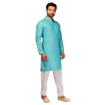 Green brasso brocade kurta-pajama 3