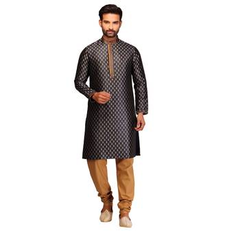 Black brasso brocade kurta-pajama 1