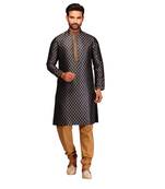 Black brasso brocade kurta-pajama